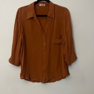 L’Agence Silk Burnt Orange Button Down Shirt